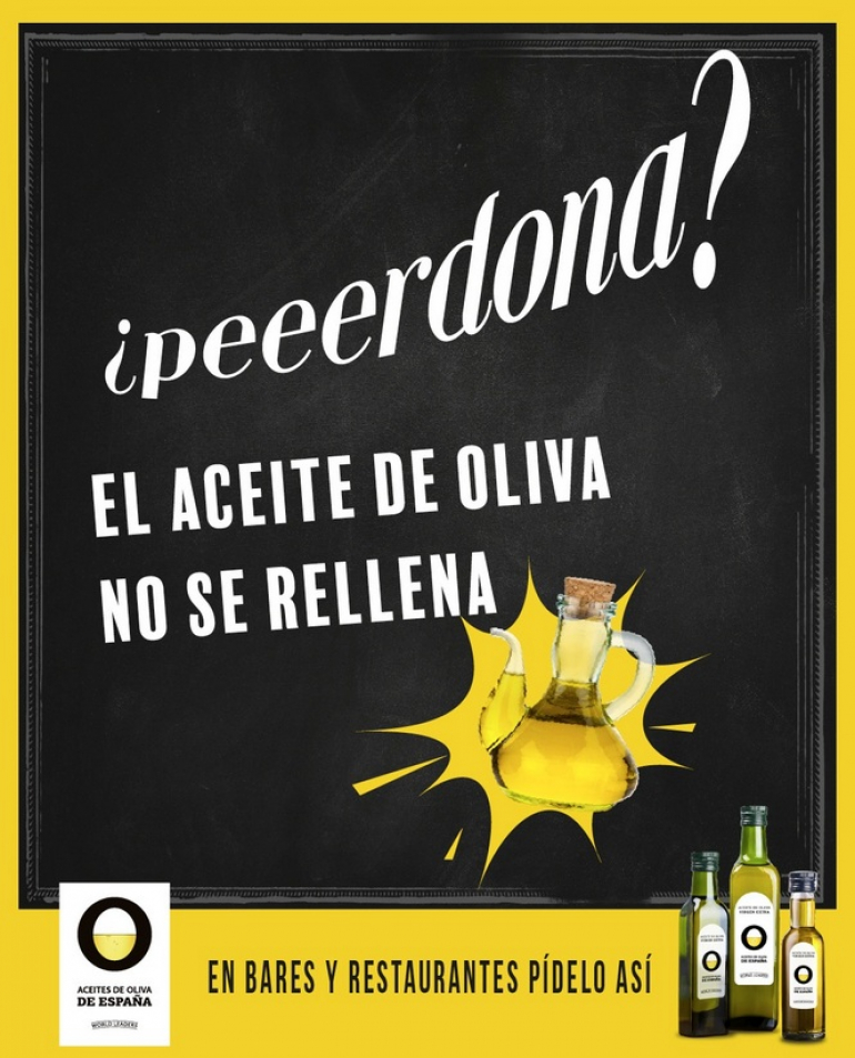 Cartel NO al relleno de aceite junta de andalucia ASAJA-Sevilla agradece a la Junta de Andalucía que intensifique los controles en la hostelería para evitar