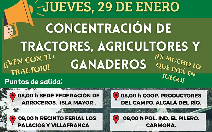 01 CArtel Manifestación 29N Cartel Estos son los cuatro puntos de salida de los tractores que tomarán la Plaza de España este jueves