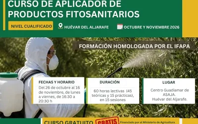 Foto anuncio inscripción para su nuevo curso gratuito de aplicador de fitosanitarios en Huévar del Aljarafe